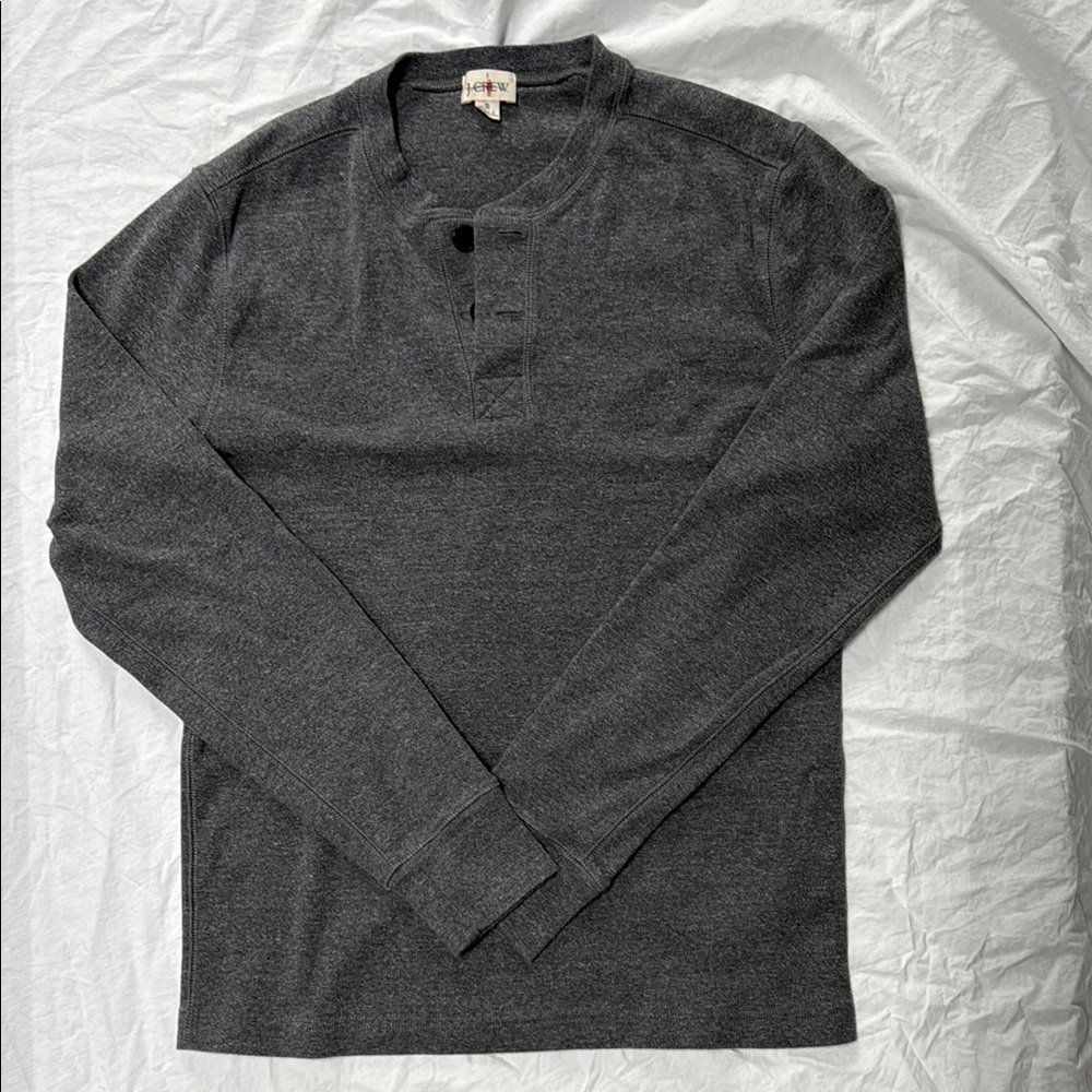 J. Crew Gray Long Sleeve Henley Tee